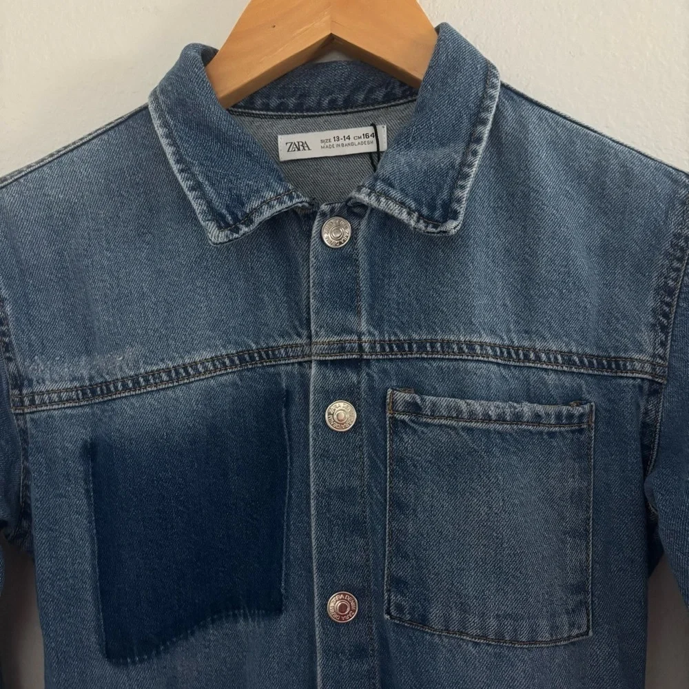 Zara Girls Denim Utility Shirt Dress | Size 13–14